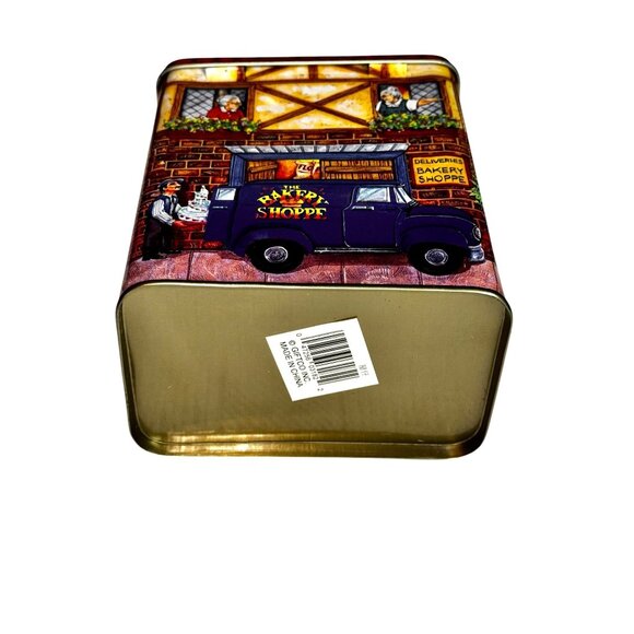 Vintage Bakery Shoppe Themed Square Tin Container Collectible With Hinged Lid - Picture 10 of 11